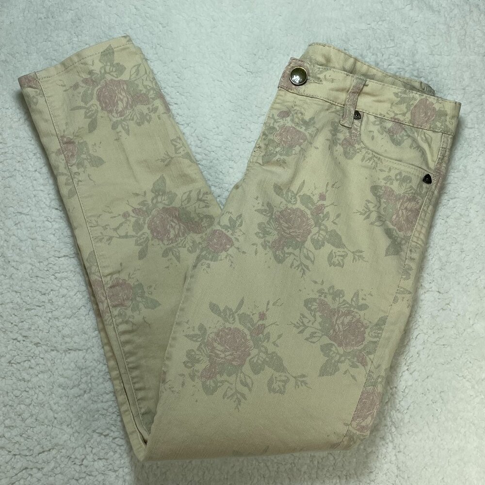 Kut From The Kloth Jeans Womens Size 4 Creme Diana Rose Pattern Low Rise 29x29